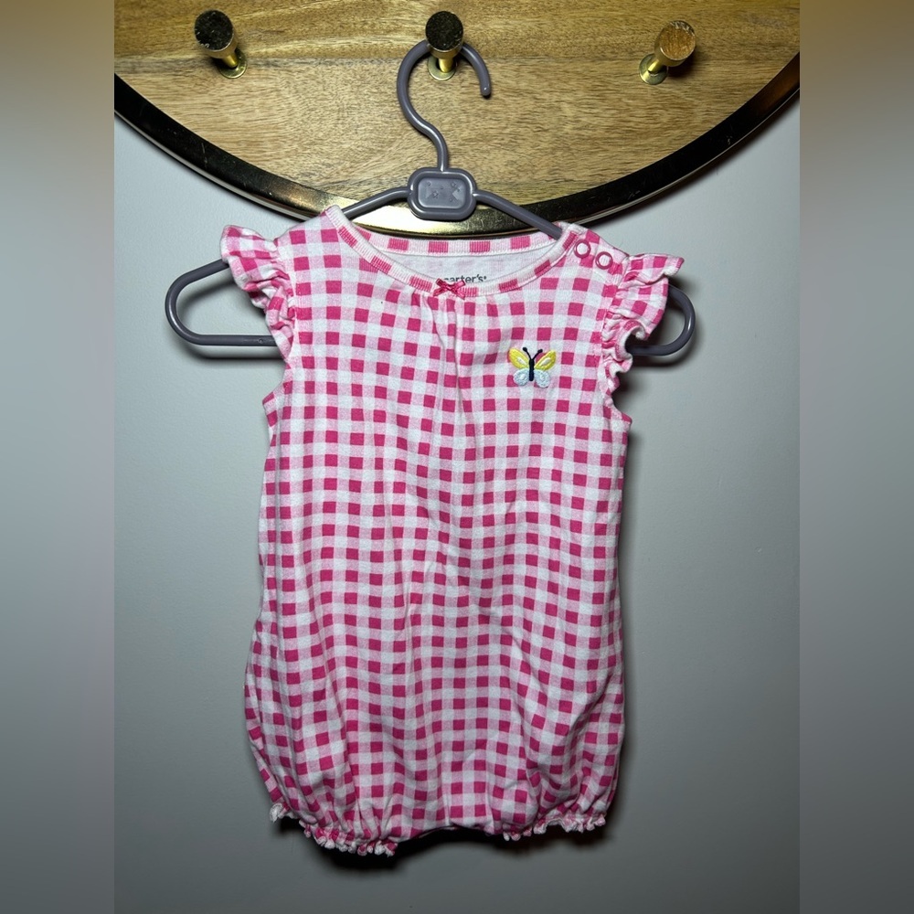 Carter's Pink Checkered Baby Romper